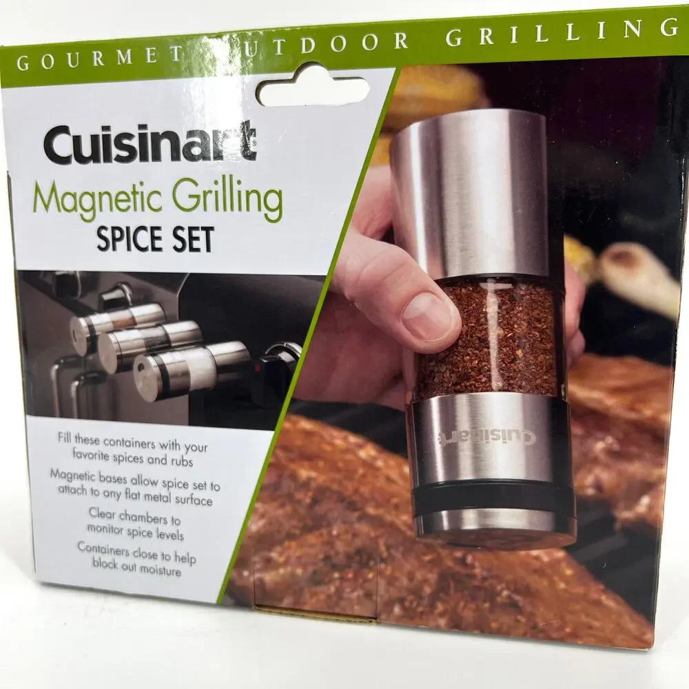 Cuisinart Css-33 Magnetic Grilling Spice Set Silver 3 piece NEW in Box